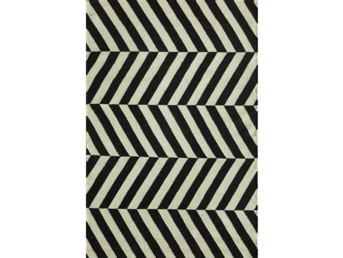 ARFA ADWL-14 Ebony/Snow White - Rectangular handmade wool rug with geometric shapes _ Jaipur Rugs